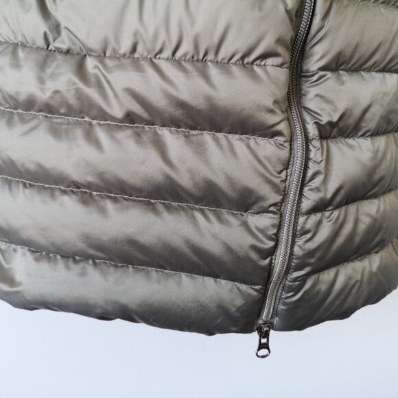 LULULEMON SOEA Brown Grey LTWT Goose Down Long Hooded 1 x A Lady Parka Jacket 4 - Picture 5 of 9